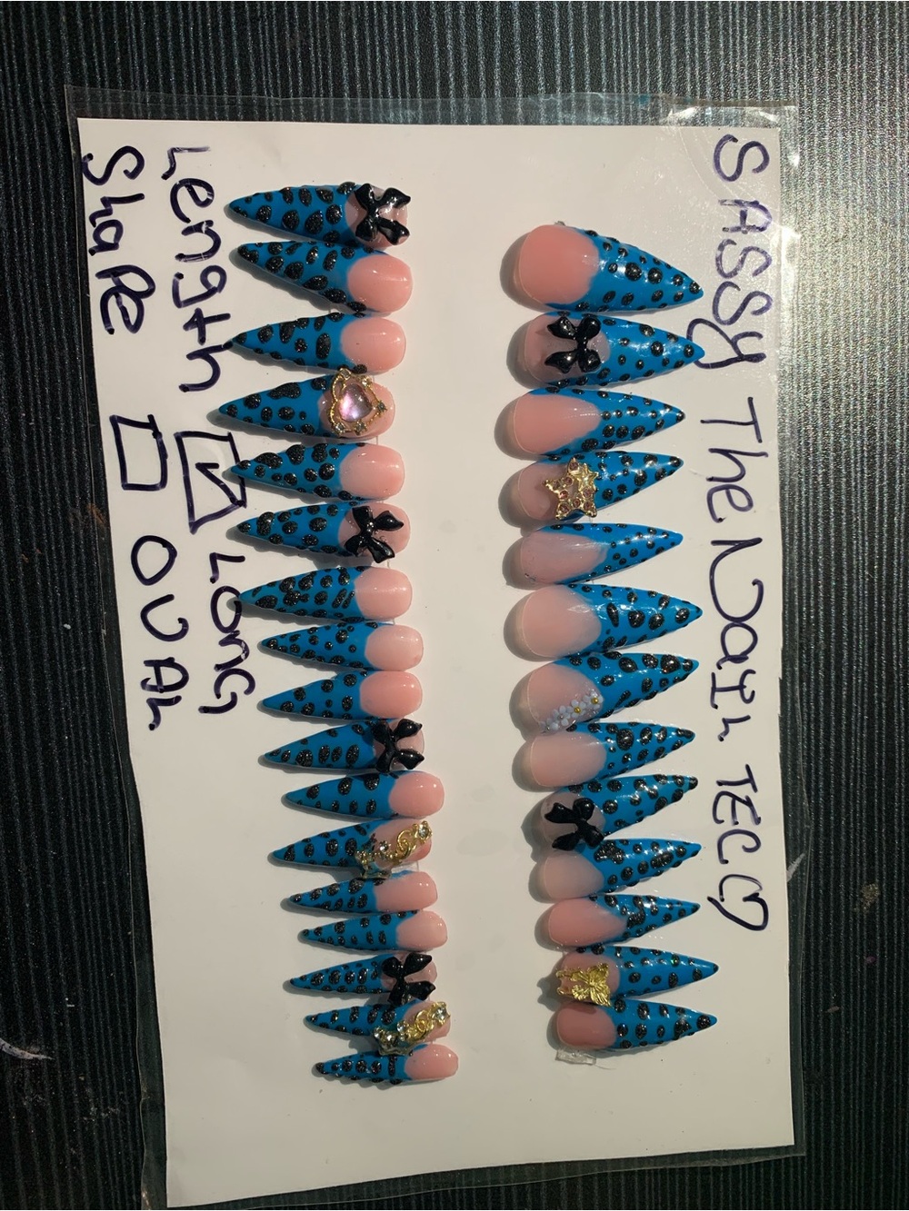 Blue & Pink  Rhinestone Press-On Nails - Picture 5 of 16